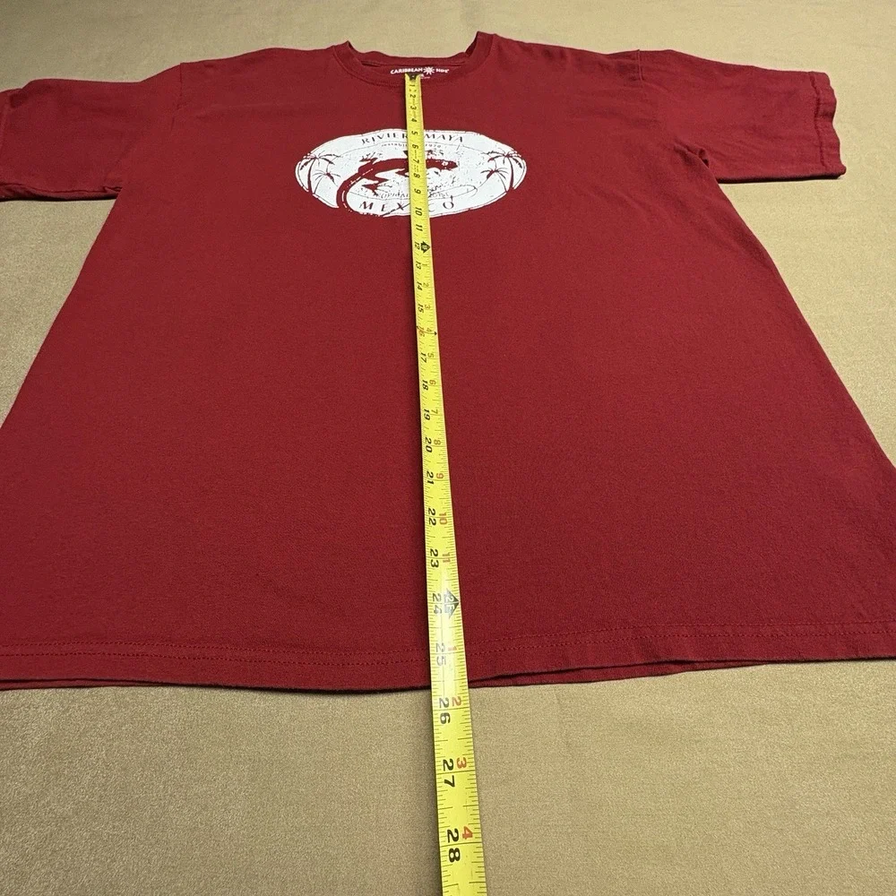 Caribbean Side Men's Riviera Maya Mexico Graphic T-Shirt XL Red Crewneck (61)